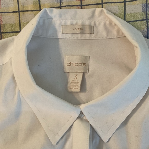 CHICO’S White no iron sz. 3  long sleeve or rolls up and buttons $28 - Picture 4 of 4
